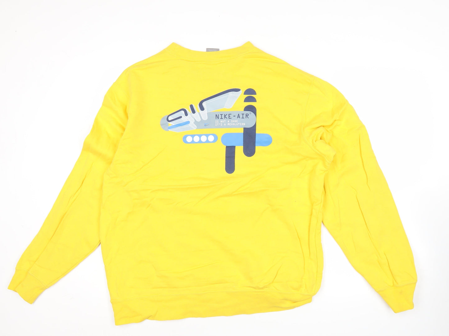 Nike Men’s Yellow 2XL Pullover Sweatshirt Graphic Print Crew Neck