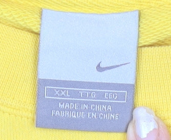 Nike Men’s Yellow 2XL Pullover Sweatshirt Graphic Print Crew Neck