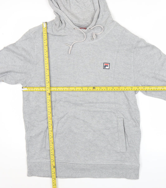 FILA Men’s Grey Pullover Hoodie L Logo Drawstring Pocket
