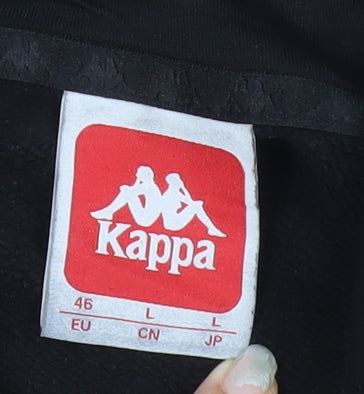 Kappa Men’s Black Pullover Hoodie L Regular Fit Logo Graphic
