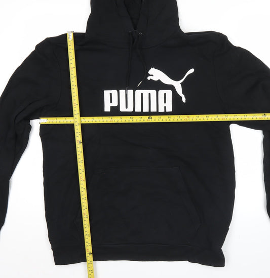 Puma Mens Black Pullover Hoodie L Regular Fit Sports Logo
