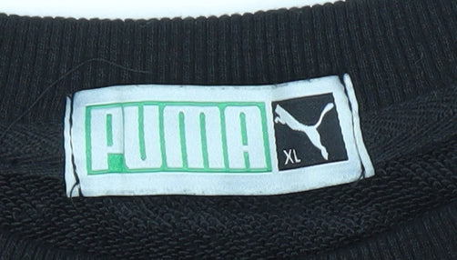 Puma Mens XL Black Crew Neck Pullover Logo Sweatshirt