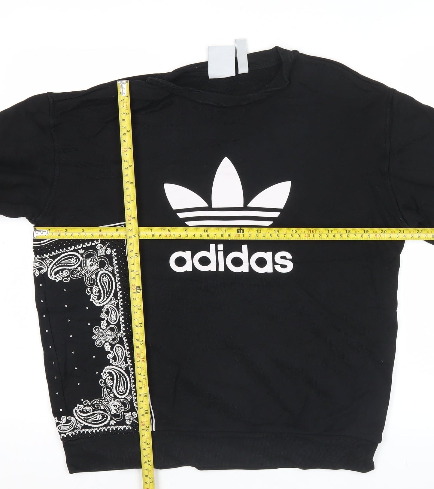 Adidas Mens Black Sweatshirt M Logo Graphic Pullover Crew Neck