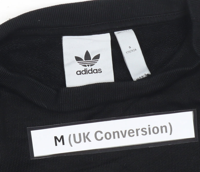 Adidas Mens Black Sweatshirt M Logo Graphic Pullover Crew Neck