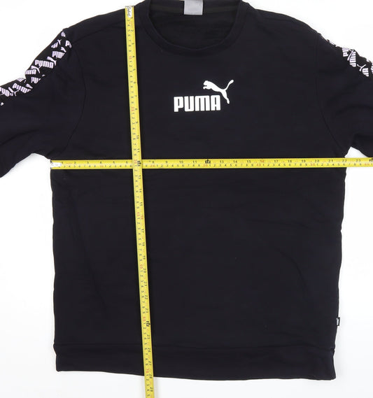 Puma Mens Black 2XL Crew Neck Logo Pullover Sweatshirt