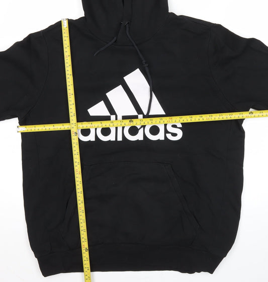 Adidas Mens Black Pullover Hoodie L Logo Sportswear Fleece