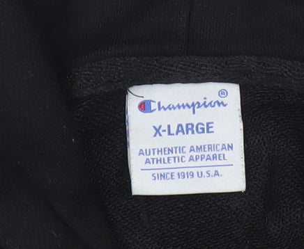 Champion Men’s Black XL Pullover Hoodie with Logo Print