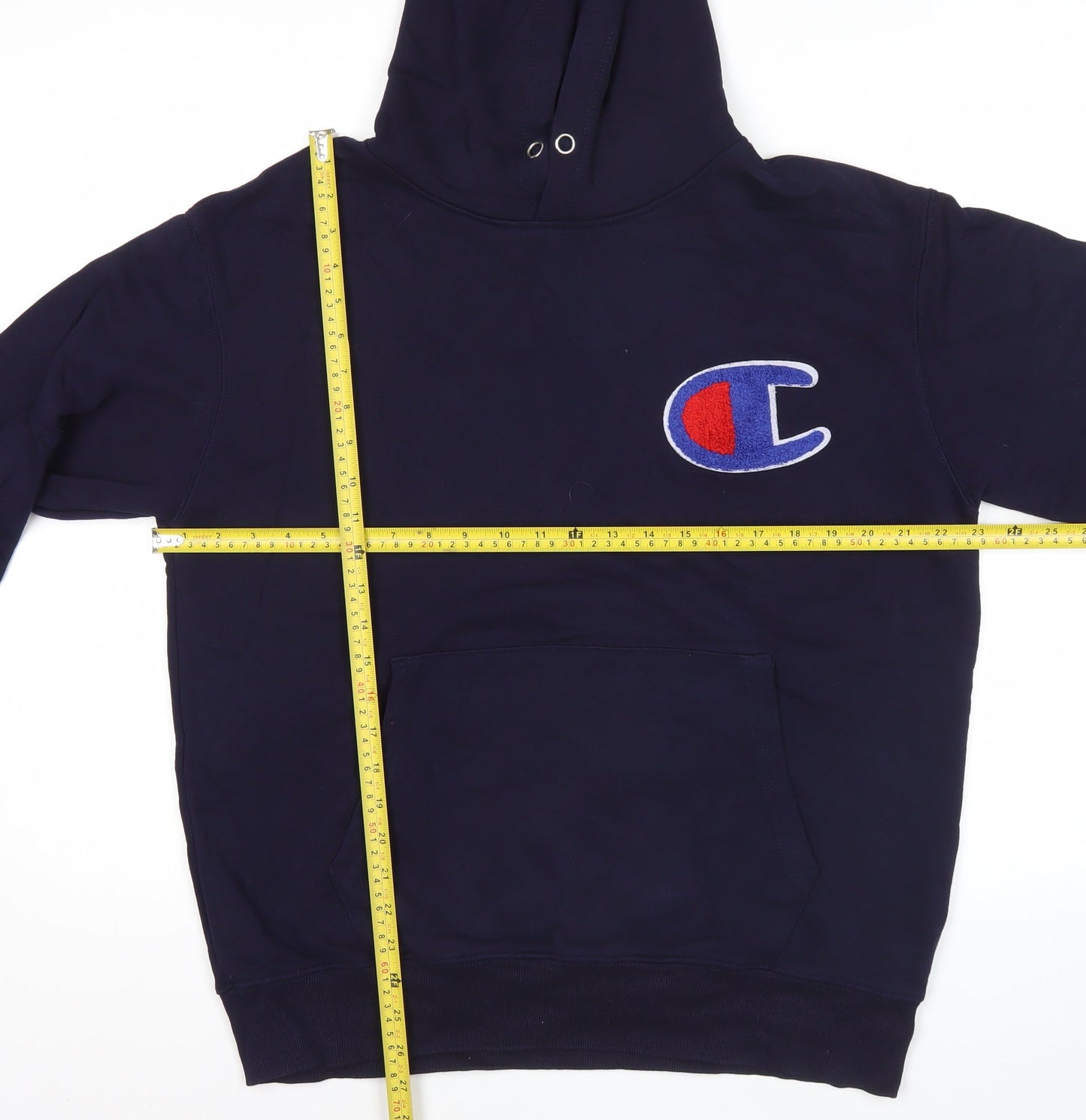 Champion Mens Blue Large Pullover Hoodie Logo Sports Sweatshirt