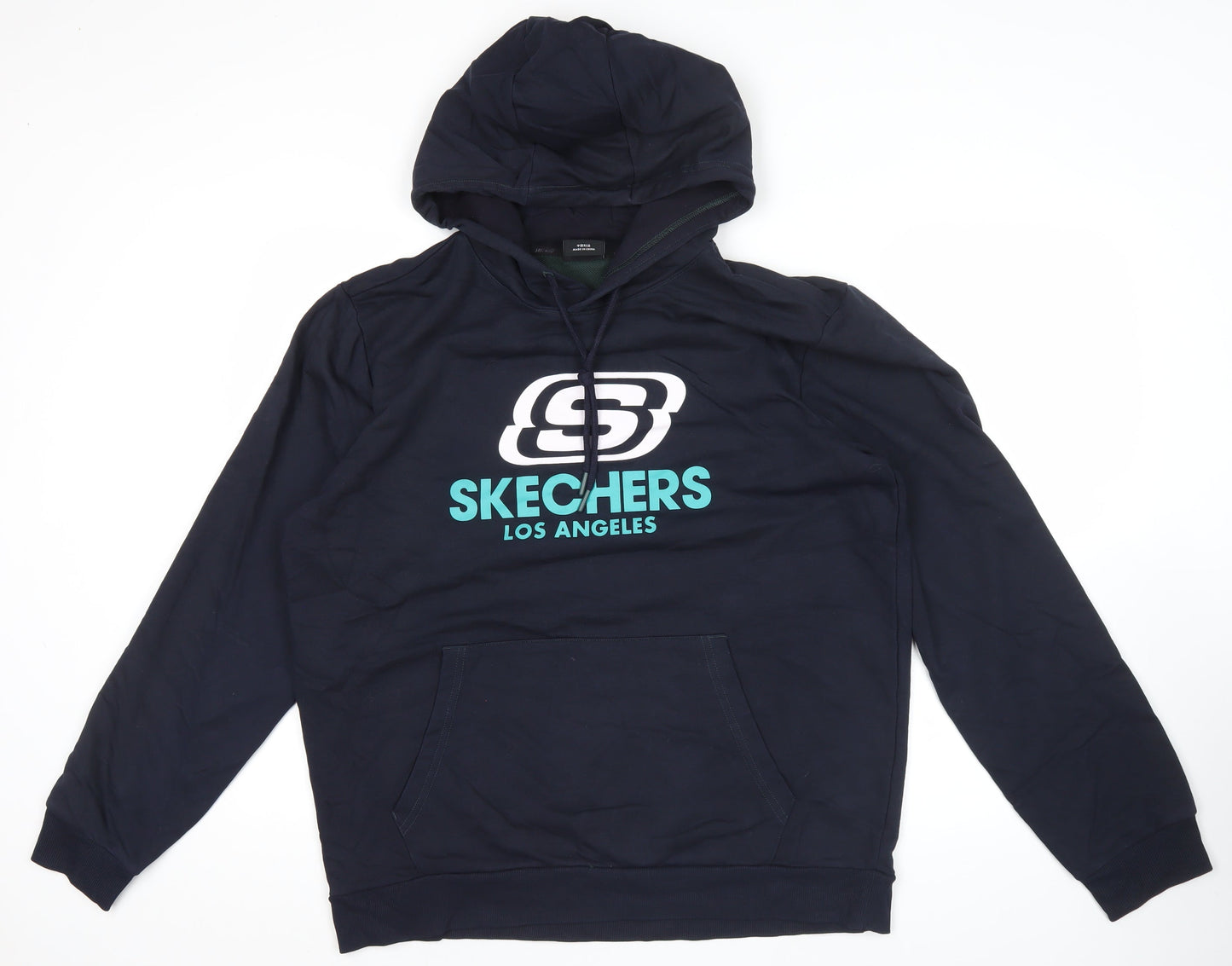 Skechers Men’s Blue Pullover Hoodie L Logo Graphic Casual