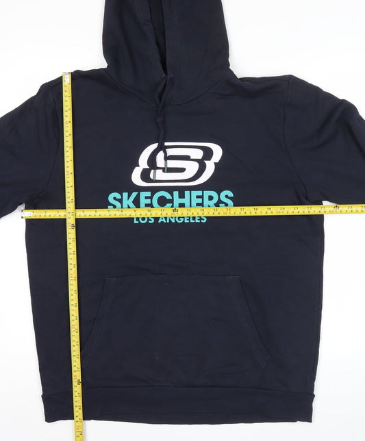 Skechers Men’s Blue Pullover Hoodie L Logo Graphic Casual