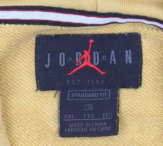 Nike Jordan Mens Yellow Pullover Hoodie 2XL Logo Graphic Sportswear