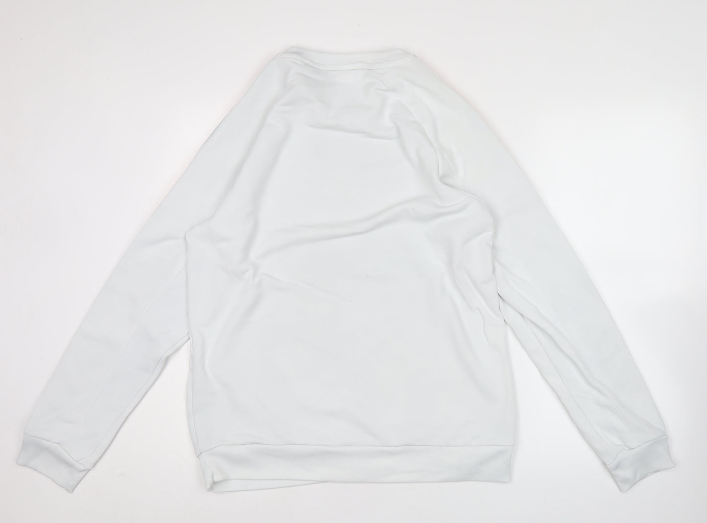 Adidas Mens White XL Pullover Sweatshirt Crew Neck Logo Sports