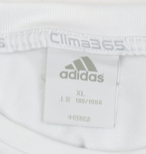 Adidas Mens White XL Pullover Sweatshirt Crew Neck Logo Sports
