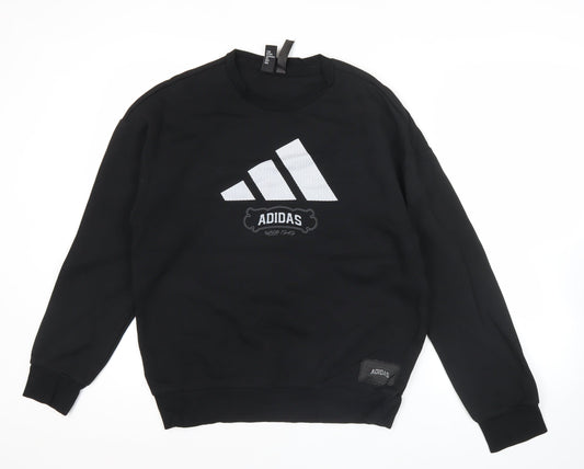 Adidas Men’s Black Sweatshirt M Crew Neck Pullover Logo Sportswear