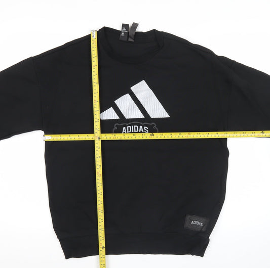 Adidas Men’s Black Sweatshirt M Crew Neck Pullover Logo Sportswear