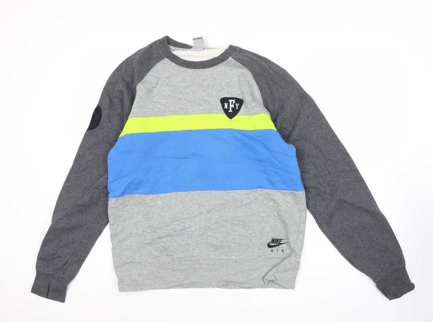 Nike Mens Grey Blue Green Sweatshirt L Crew Neck Pullover