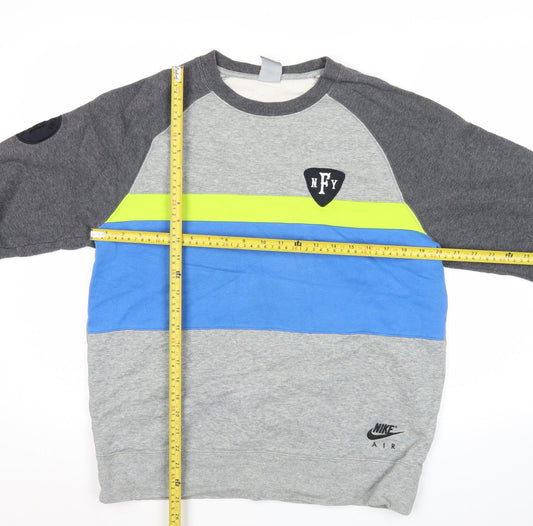 Nike Mens Grey Blue Green Sweatshirt L Crew Neck Pullover