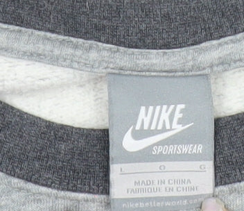 Nike Mens Grey Blue Green Sweatshirt L Crew Neck Pullover