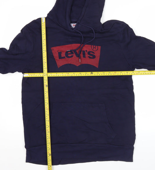Levi's Mens Blue Pullover Hoodie M Logo Graphic Cotton