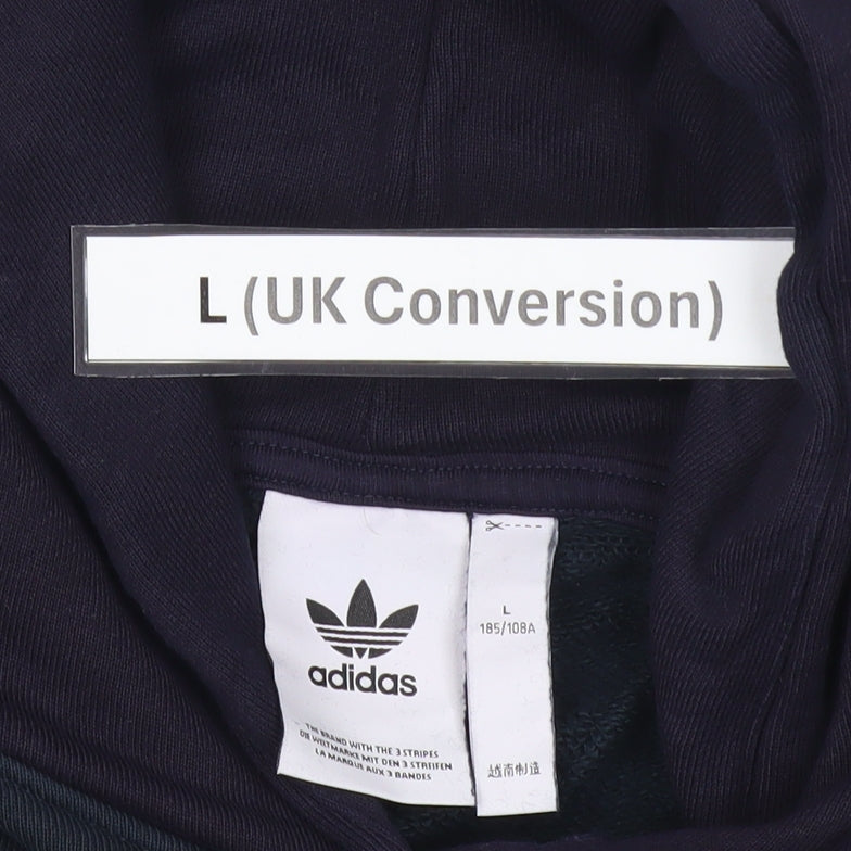 Adidas Mens Blue L Pullover Hoodie Retro Sports Logo Cotton