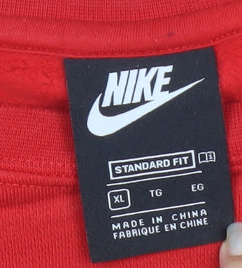 Nike Men’s Red XL Pullover Sweatshirt Crew Neck Sports Logo
