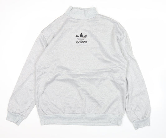 Adidas Mens Grey XL Pullover Sweatshirt Logo High Neck
