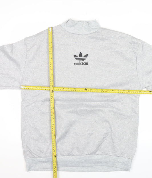 Adidas Mens Grey XL Pullover Sweatshirt Logo High Neck