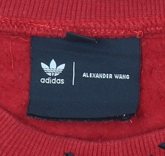 Adidas x Alexander Wang Men’s Red Pullover Sweatshirt L Logo Crew Neck