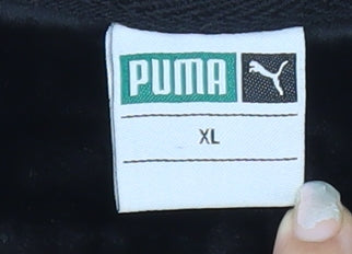Puma Mens XL Black White Pullover Sweatshirt Crew Neck Logo Sportswear