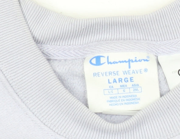 Champion Men’s Grey Reverse Weave Sweatshirt L Pullover Crew Neck Logo