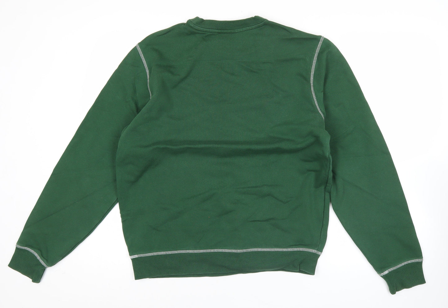 Lacoste Mens Green Pullover Sweatshirt M Crew Neck Graphic Logo