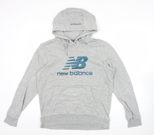 New Balance Men’s Grey Pullover Hoodie Size M Logo Sportswear