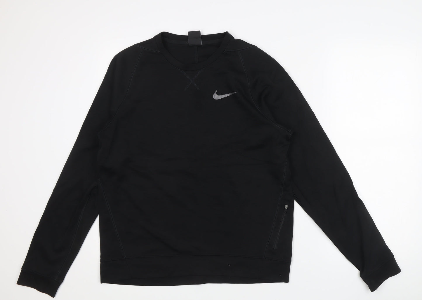 Nike Men’s Black Dri-Fit Pullover Sweatshirt Size M Crew Neck