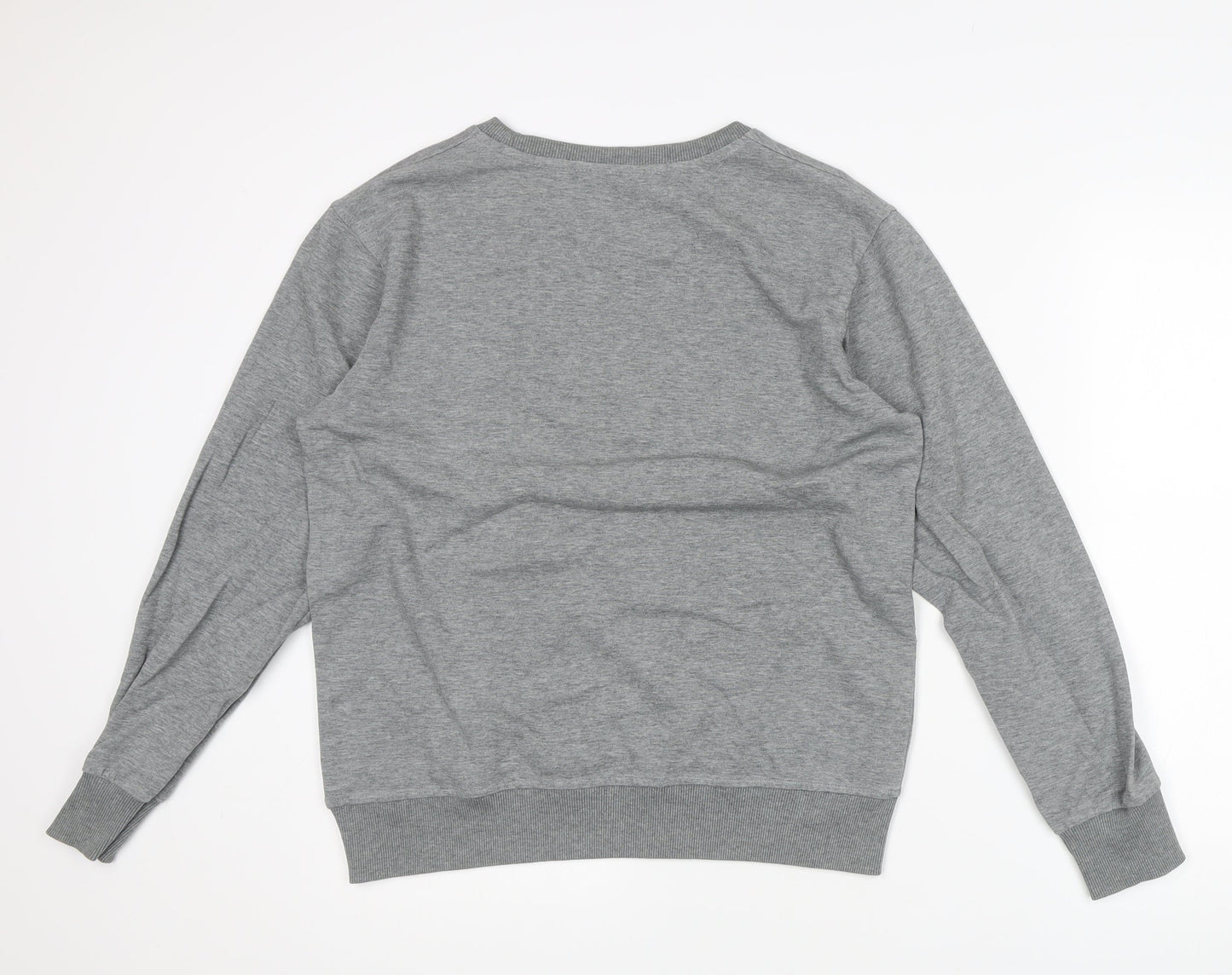 Adidas Mens Grey L Sweatshirt Pullover Crew Neck Logo Sportswear
