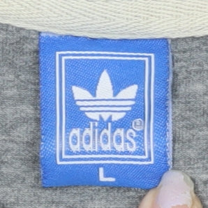 Adidas Mens Grey L Sweatshirt Pullover Crew Neck Logo Sportswear