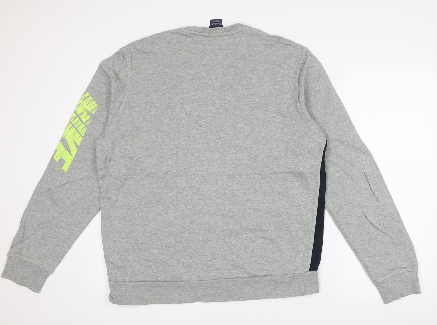 Nike Mens 2XL Grey Black Crew Neck Pullover Sweatshirt Logo Zip