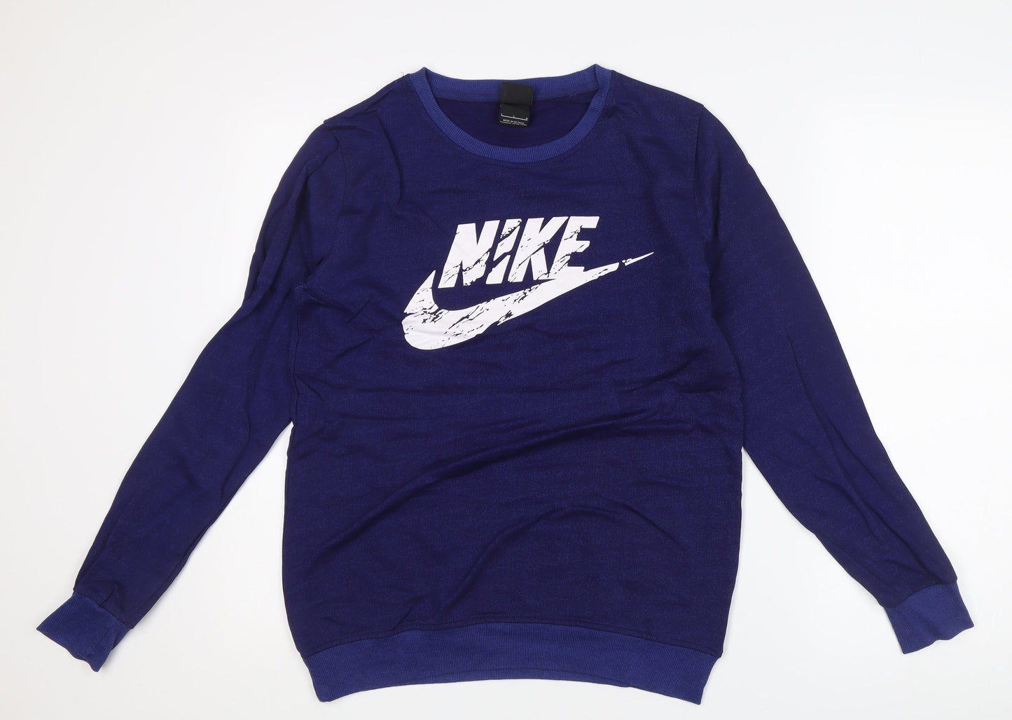 Nike Mens Blue L Pullover Sweatshirt Crew Neck Logo Graphic Print