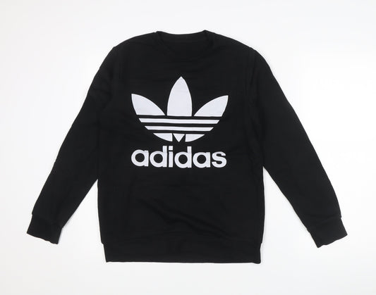 Additional front view of Adidas men’s black xs pullover crew neck logo sweatshirt