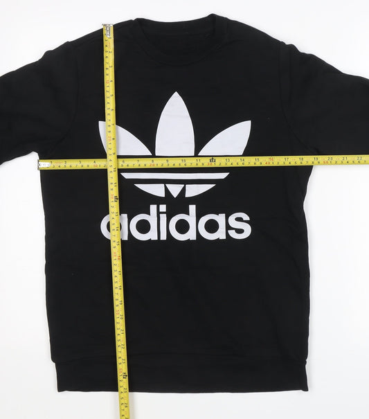 Adidas Mens Black XS Pullover Crew Neck Logo Sweatshirt