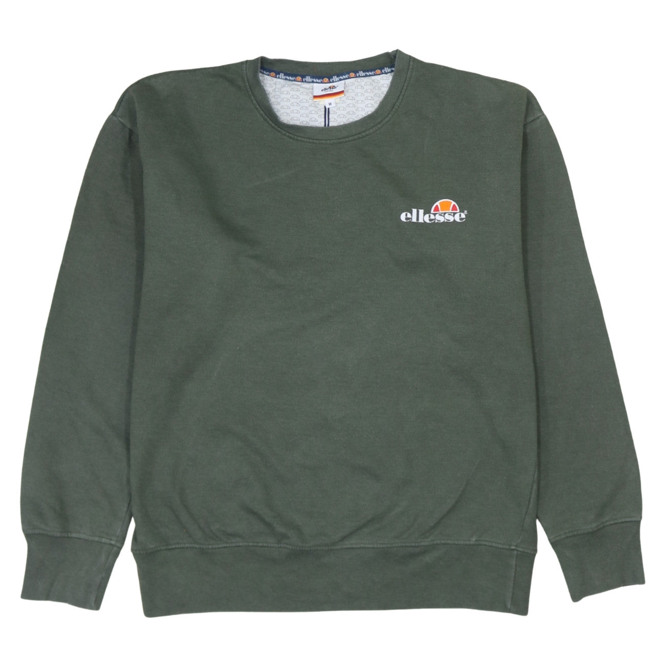 Ellesse Mens Green Sweatshirt Size M Crew Neck Pullover Logo Sportswear