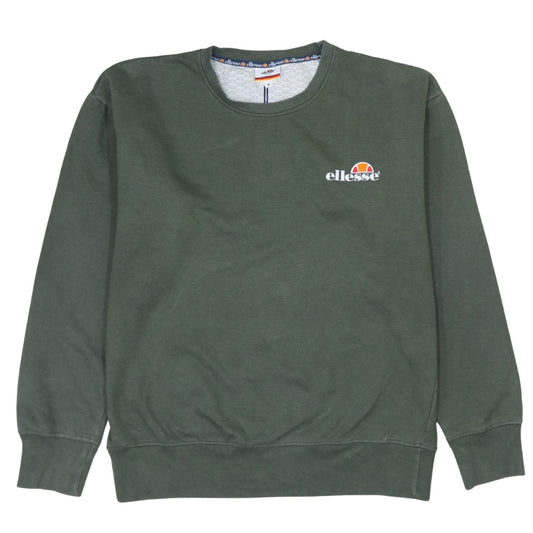 Ellesse Mens Green Sweatshirt Size M Crew Neck Pullover Logo Sportswear