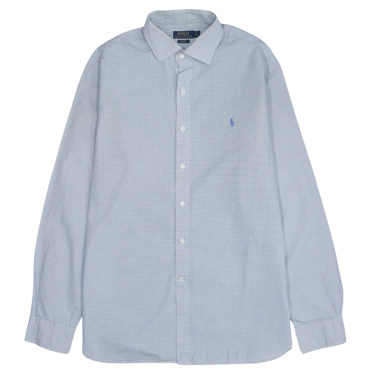 Ralph Lauren Men's Blue Slim Fit Checked Dress Shirt 17/43