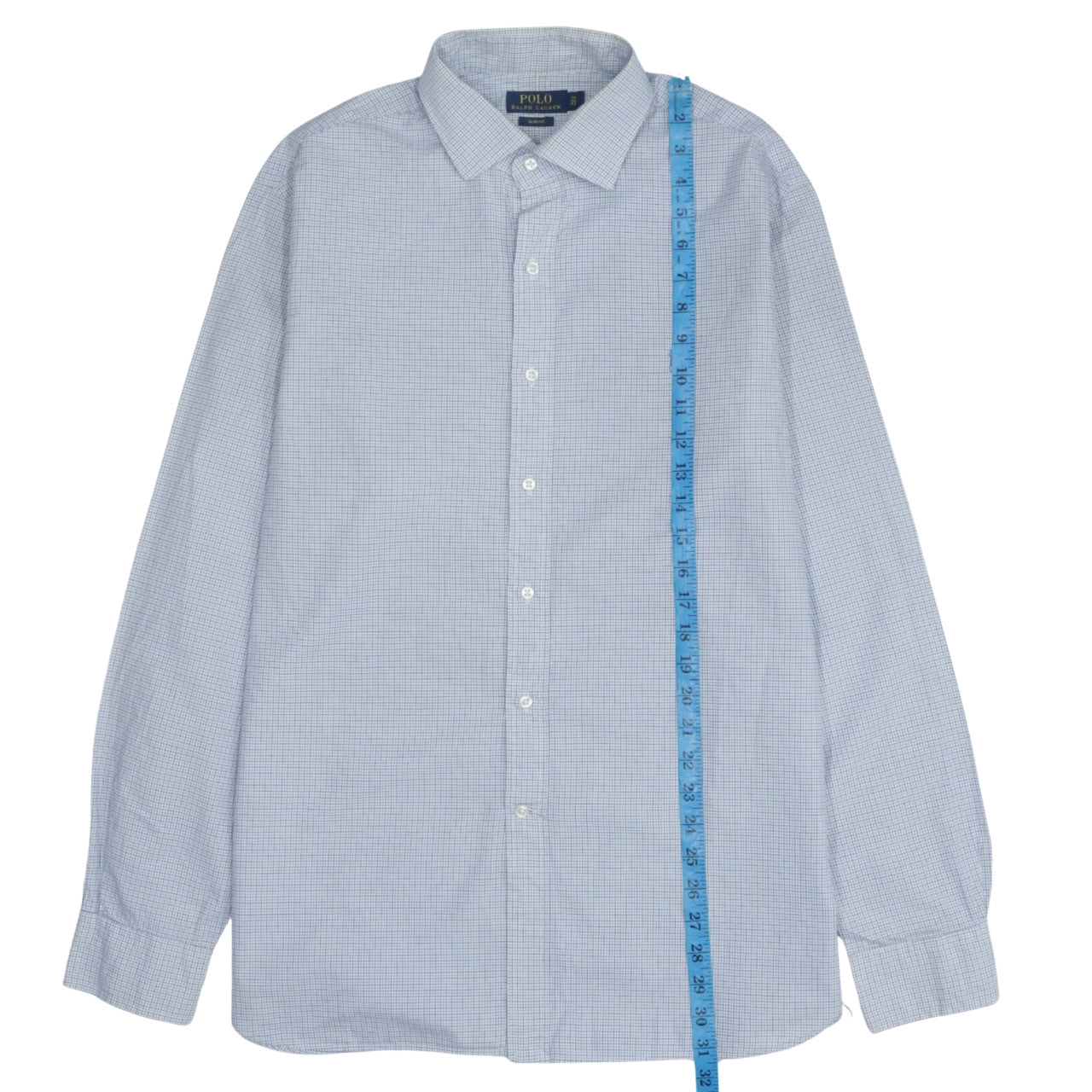 Ralph Lauren Men's Blue Slim Fit Checked Dress Shirt 17/43