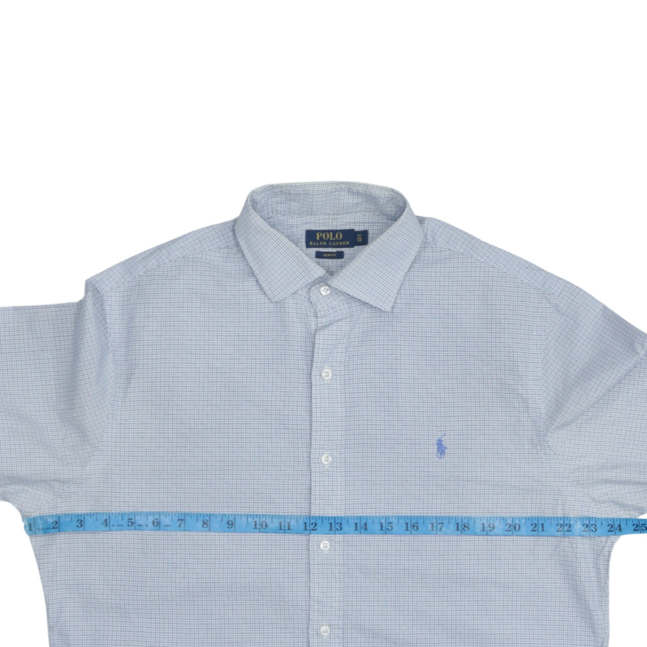 Ralph Lauren Men's Blue Slim Fit Checked Dress Shirt 17/43