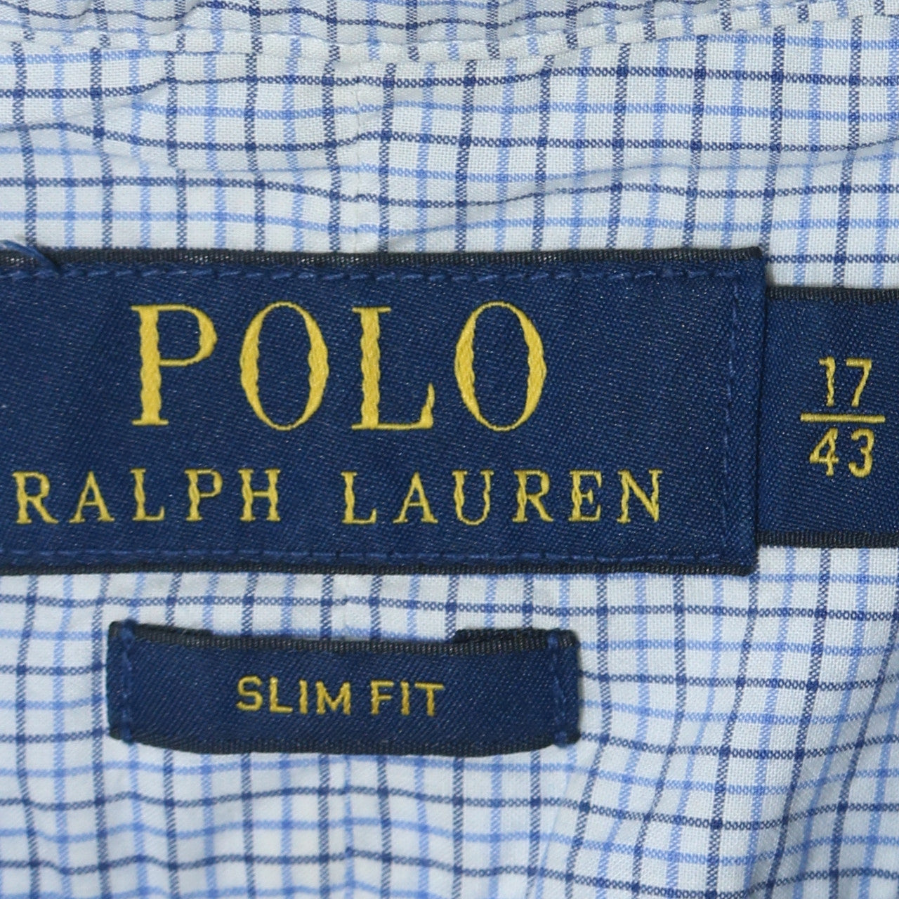 Ralph Lauren Men's Blue Slim Fit Checked Dress Shirt 17/43