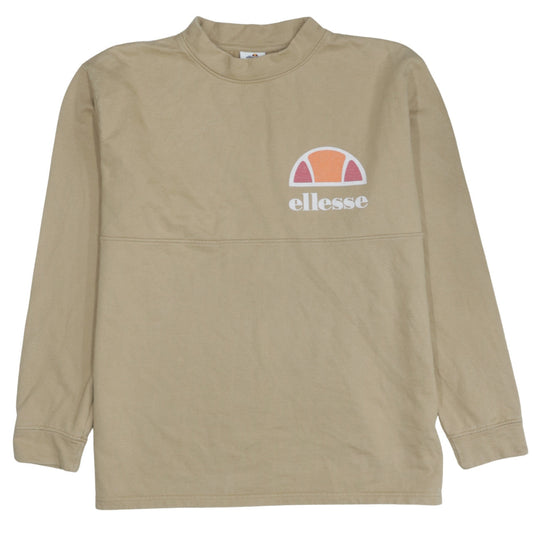 Ellesse Womens Beige Logo Pullover Sweatshirt Size 12 Long Sleeve