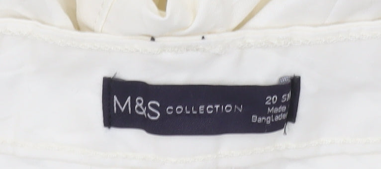 Marks and Spencer Women’s Ivory Chino Trousers Size 20 Slim Wide-Leg