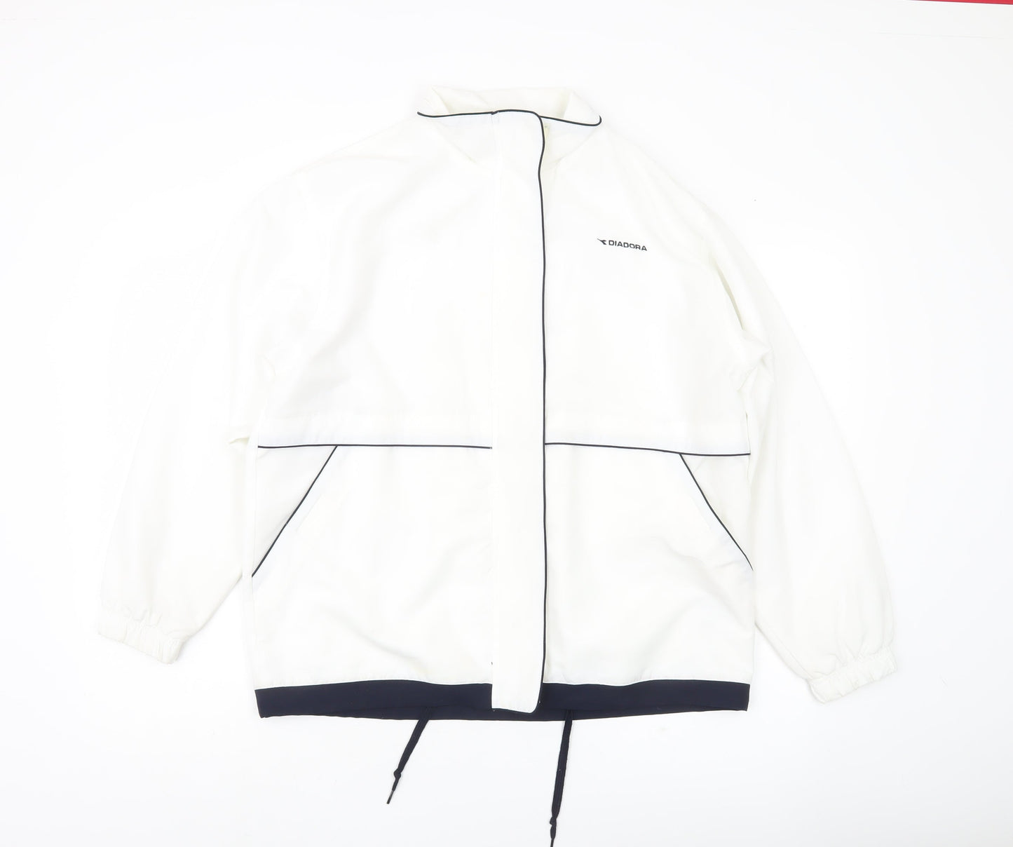 Diadora Men’s White Polyester Windbreaker Jacket Size M