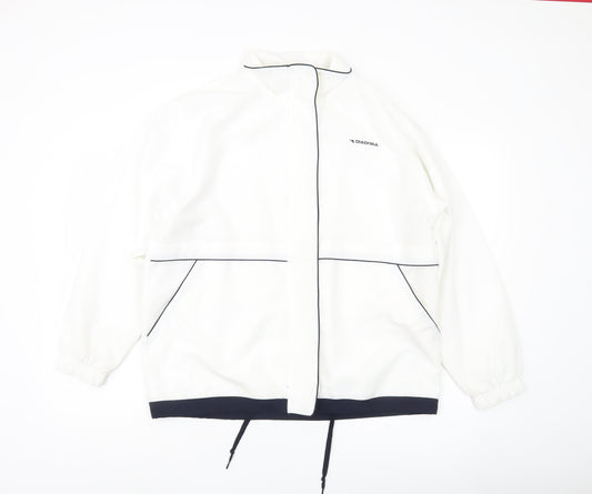 Diadora Men’s White Polyester Windbreaker Jacket Size M