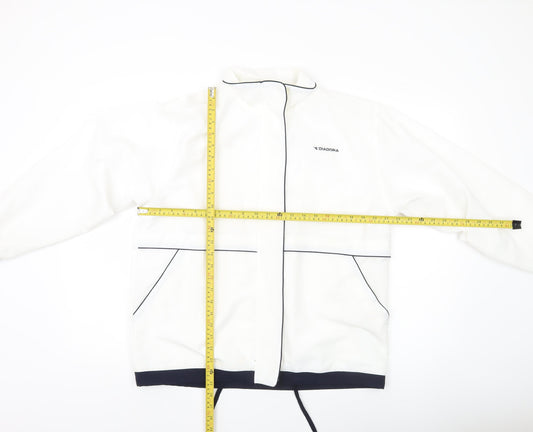 Diadora Men’s White Polyester Windbreaker Jacket Size M